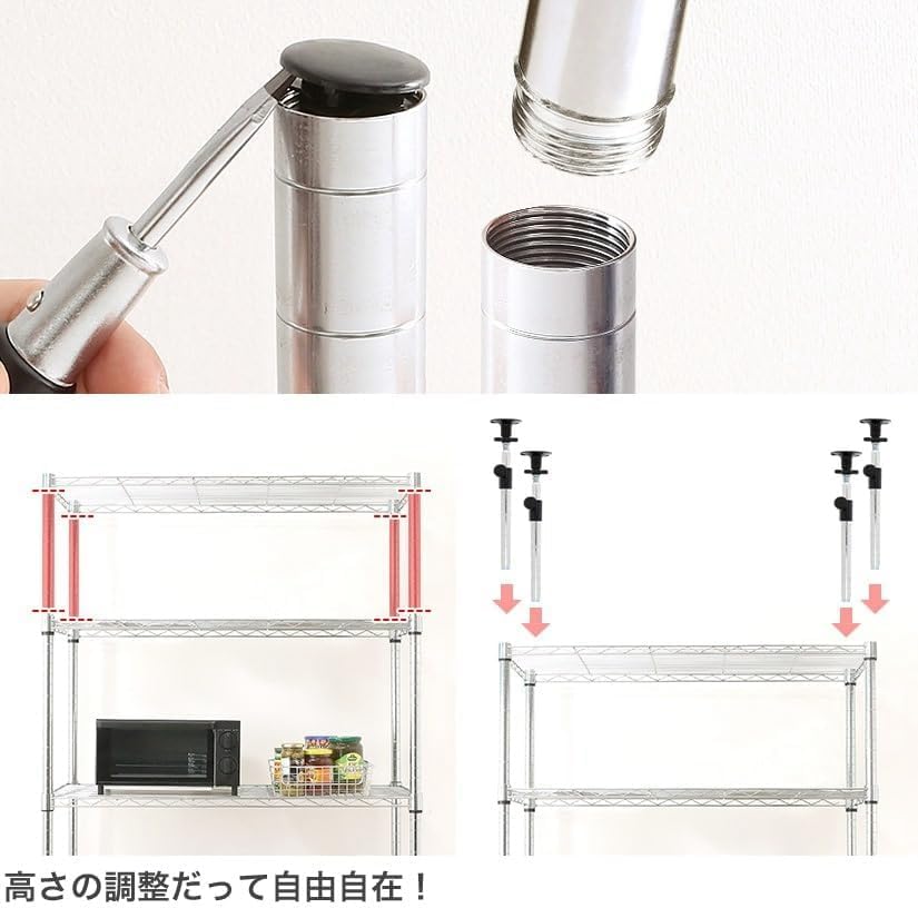 Amazon｜スチールラック 幅120 奥行45 高さ180 5段 ポール径25mm 収納